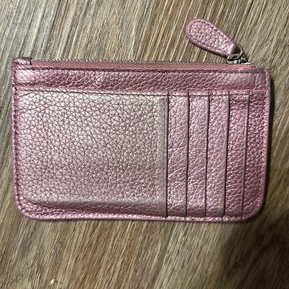 Balenciaga logo pink metallic zip card case minor flaw like rubbing pictured - Picture 2 of 9